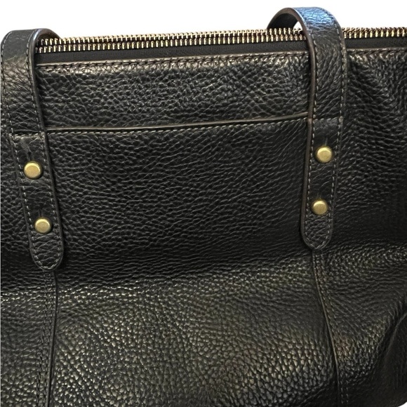 FOSSIL black pebbled leather zip top tote bag - Picture 5 of 9